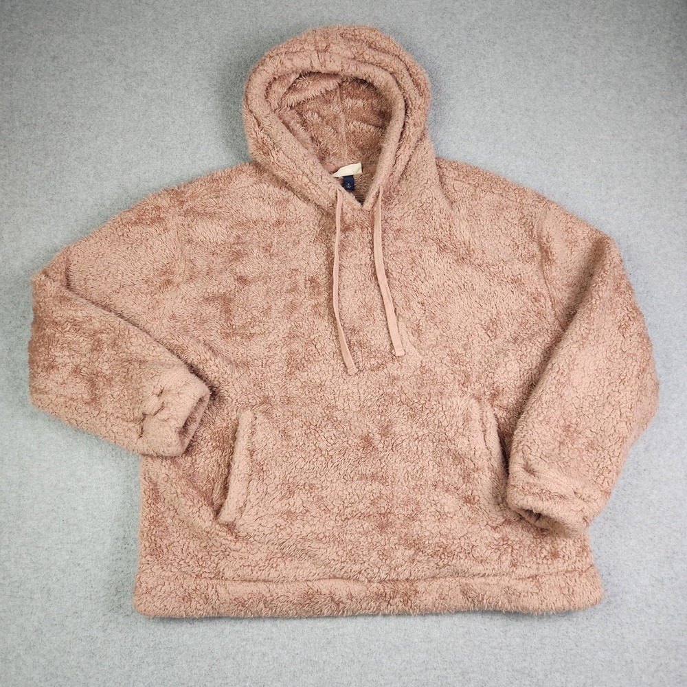 Universal Thread Hoodie Women XL Dusty Pink Teddy Fleece Soft Cozy Warm Pullover